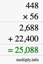 How to calculate 448 times 56 using long multiplication
