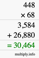 How to calculate 448 times 68 using long multiplication