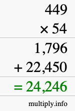 How to calculate 449 times 54 using long multiplication How to calculate 449 times 54 using long multiplication