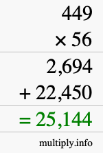 How to calculate 449 times 56 using long multiplication