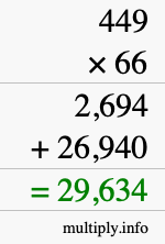 How to calculate 449 times 66 using long multiplication