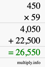 How to calculate 450 times 59 using long multiplication