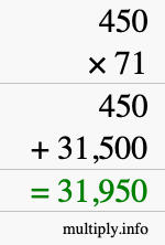 How to calculate 450 times 71 using long multiplication How to calculate 450 times 71 using long multiplication