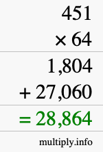 How to calculate 451 times 64 using long multiplication How to calculate 451 times 64 using long multiplication