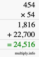 How to calculate 454 times 54 using long multiplication How to calculate 454 times 54 using long multiplication
