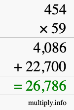 How to calculate 454 times 59 using long multiplication