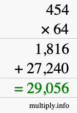 How to calculate 454 times 64 using long multiplication How to calculate 454 times 64 using long multiplication