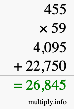 How to calculate 455 times 59 using long multiplication