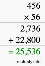 How to calculate 456 times 56 using long multiplication