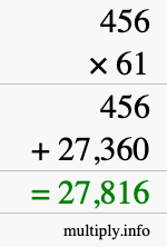 How to calculate 456 times 61 using long multiplication