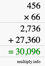 How to calculate 456 times 66 using long multiplication