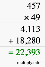 How to calculate 457 times 49 using long multiplication How to calculate 457 times 49 using long multiplication