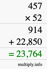 How to calculate 457 times 52 using long multiplication How to calculate 457 times 52 using long multiplication