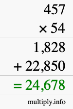 How to calculate 457 times 54 using long multiplication How to calculate 457 times 54 using long multiplication