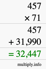How to calculate 457 times 71 using long multiplication How to calculate 457 times 71 using long multiplication