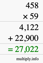 How to calculate 458 times 59 using long multiplication