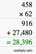 How to calculate 458 times 62 using long multiplication How to calculate 458 times 62 using long multiplication