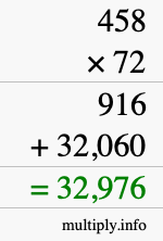 How to calculate 458 times 72 using long multiplication How to calculate 458 times 72 using long multiplication