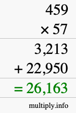 How to calculate 459 times 57 using long multiplication