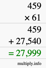 How to calculate 459 times 61 using long multiplication