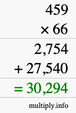 How to calculate 459 times 66 using long multiplication