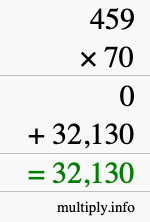 How to calculate 459 times 70 using long multiplication