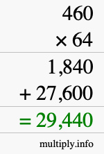 How to calculate 460 times 64 using long multiplication How to calculate 460 times 64 using long multiplication