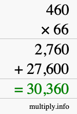 How to calculate 460 times 66 using long multiplication