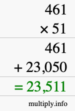 How to calculate 461 times 51 using long multiplication