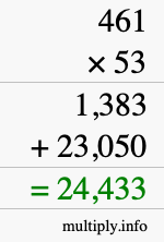 How to calculate 461 times 53 using long multiplication