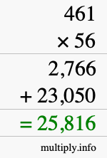 How to calculate 461 times 56 using long multiplication