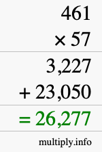 How to calculate 461 times 57 using long multiplication