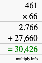 How to calculate 461 times 66 using long multiplication