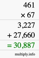 How to calculate 461 times 67 using long multiplication