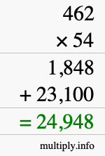 How to calculate 462 times 54 using long multiplication How to calculate 462 times 54 using long multiplication