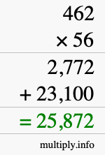 How to calculate 462 times 56 using long multiplication