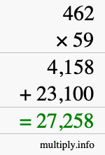 How to calculate 462 times 59 using long multiplication