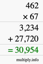 How to calculate 462 times 67 using long multiplication