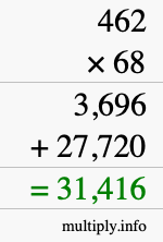 How to calculate 462 times 68 using long multiplication