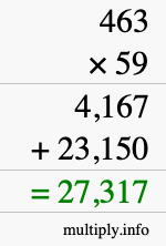 How to calculate 463 times 59 using long multiplication
