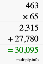 How to calculate 463 times 65 using long multiplication