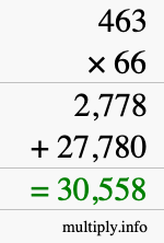 How to calculate 463 times 66 using long multiplication