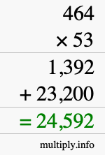 How to calculate 464 times 53 using long multiplication