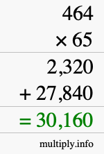 How to calculate 464 times 65 using long multiplication