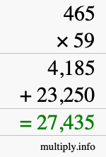 How to calculate 465 times 59 using long multiplication