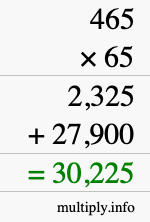 How to calculate 465 times 65 using long multiplication
