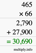How to calculate 465 times 66 using long multiplication