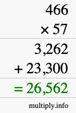 How to calculate 466 times 57 using long multiplication How to calculate 466 times 57 using long multiplication
