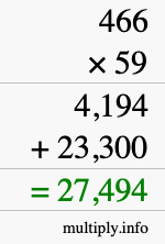 How to calculate 466 times 59 using long multiplication