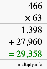 How to calculate 466 times 63 using long multiplication